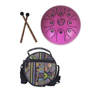 Mini Steel Tongue Drum MMBAT Rosa con mazos y bolsa de tela