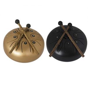 mini tongue drums dorados y negros con mazos marca MMBAT