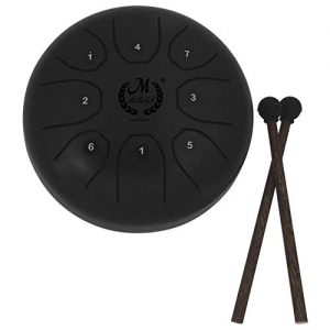 MMBAT Luerme Steel Tongue Drum Pequeño portable negro con mazos incluidos