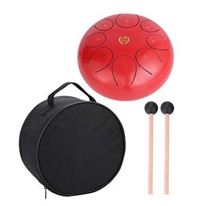 Steel Tongue Drum MMBAT Tank Drum Rojo mazos y funda